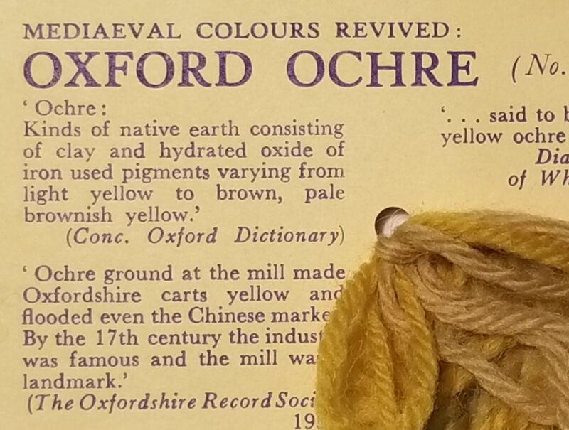 Edgar Kiewe's reproduction "Oxford ochre" shade card. Oxfordshire History Centre.